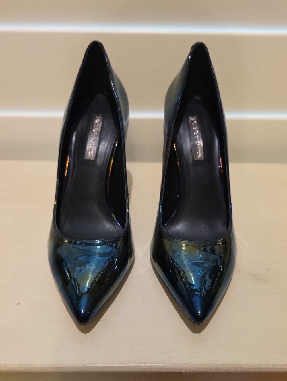 BCBG Iridescent Black and Blue Pointed-Toe Stiletto Pumps - Picture 3 of 5